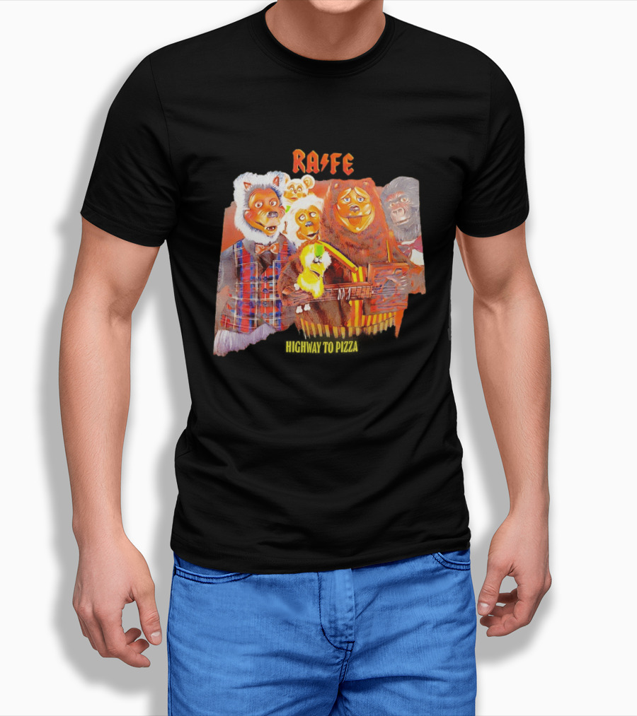 Rafe Highway To Pizza Characters With Animals And Guitar T-Shirt