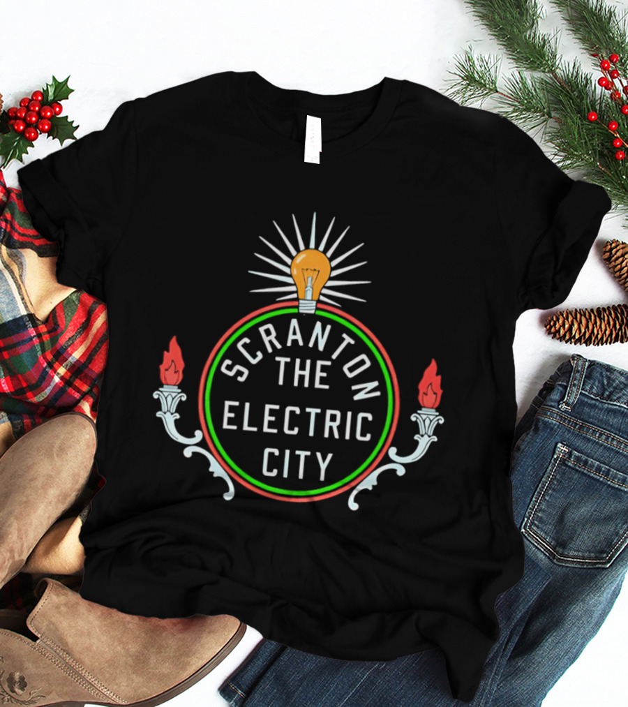 Scranton The Electric City Neon Lightbulb T-Shirt