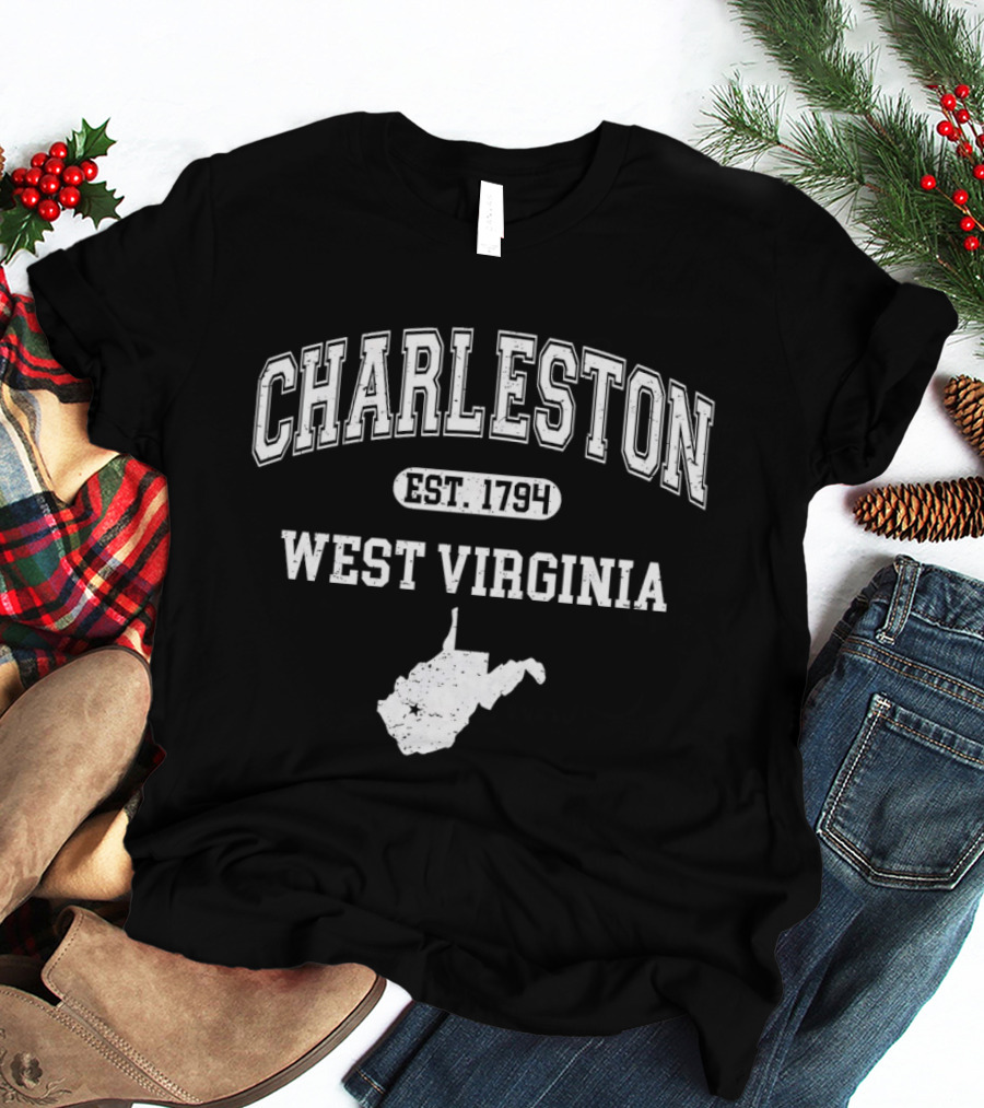 Charleston West Virginia Est 1794 Map Varsity T-Shirt