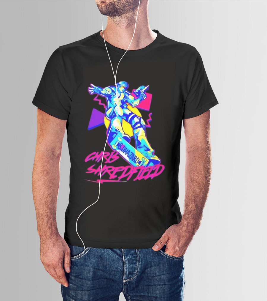 Chris Shredfield Brohazard Skateboarding Robot Neon T-Shirt