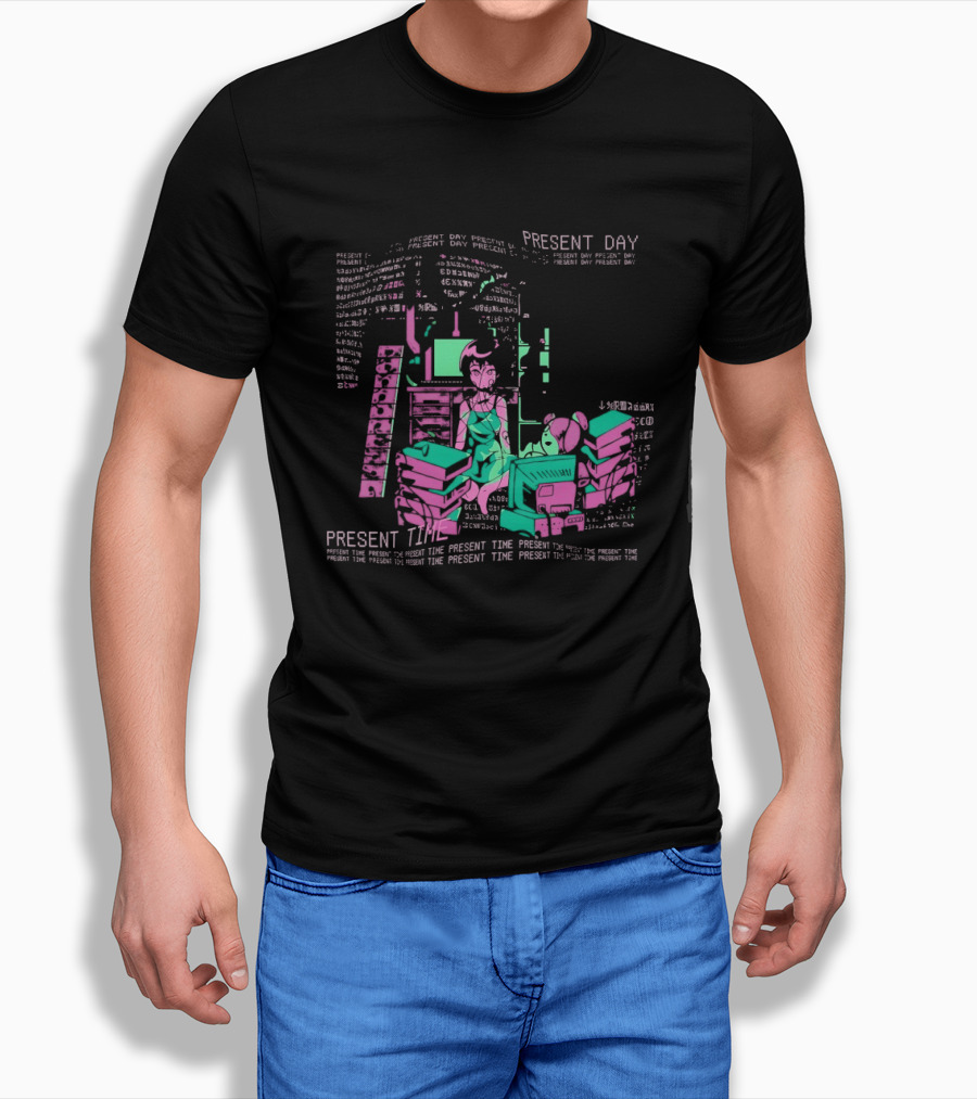 Connect To The Wired Present Day Present Time Retro Tech Aesthetic Stack Of Devices T-Shirt