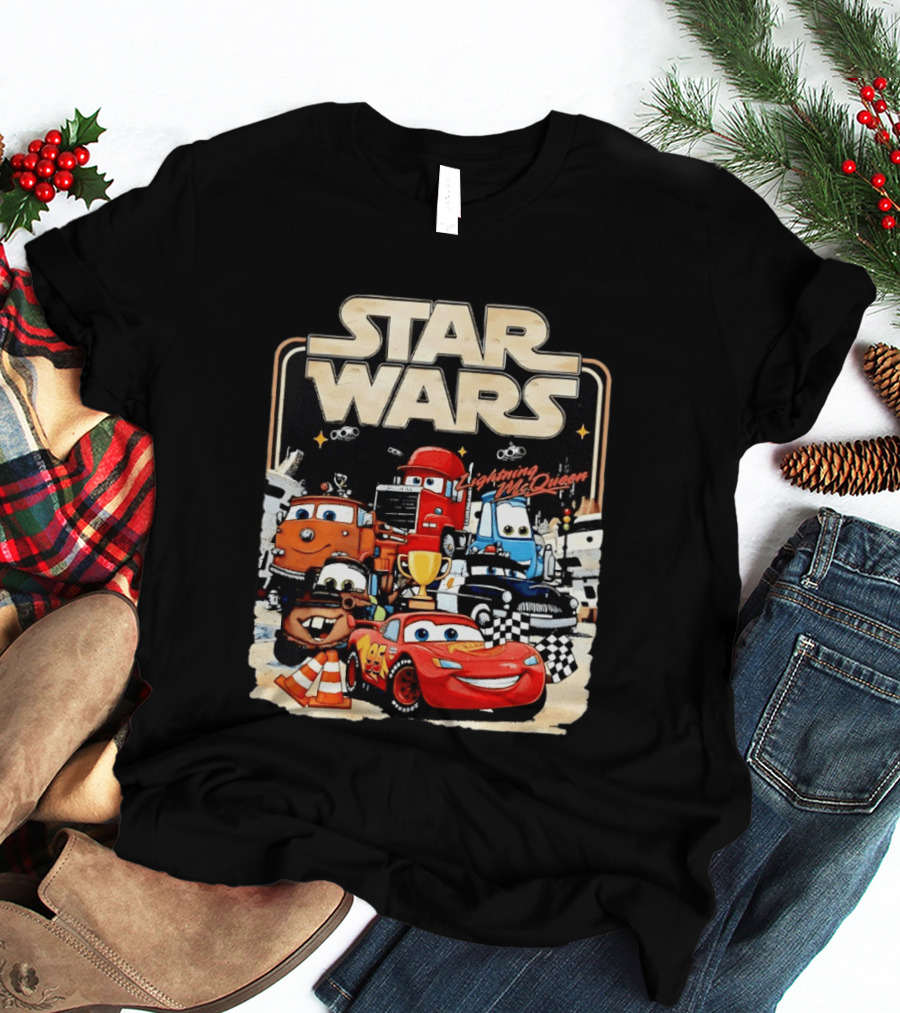 STAR WARS Lightning McQueen Racing Adventure With Cars Characters T-Shirt