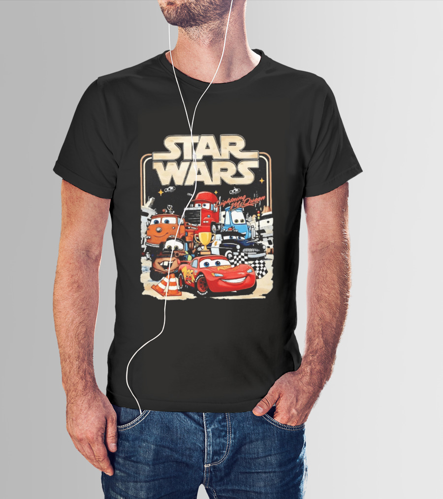 STAR WARS Lightning McQueen Racing Adventure With Cars Characters T-Shirt