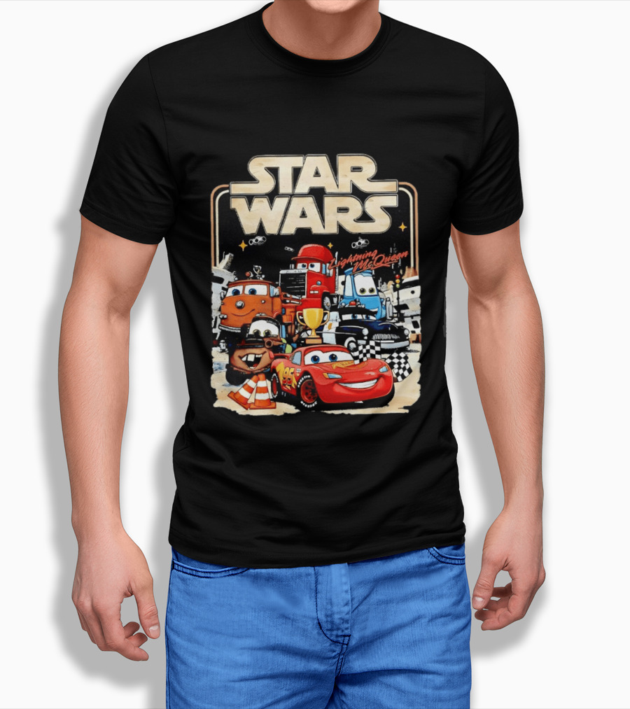 STAR WARS Lightning McQueen Racing Adventure With Cars Characters T-Shirt