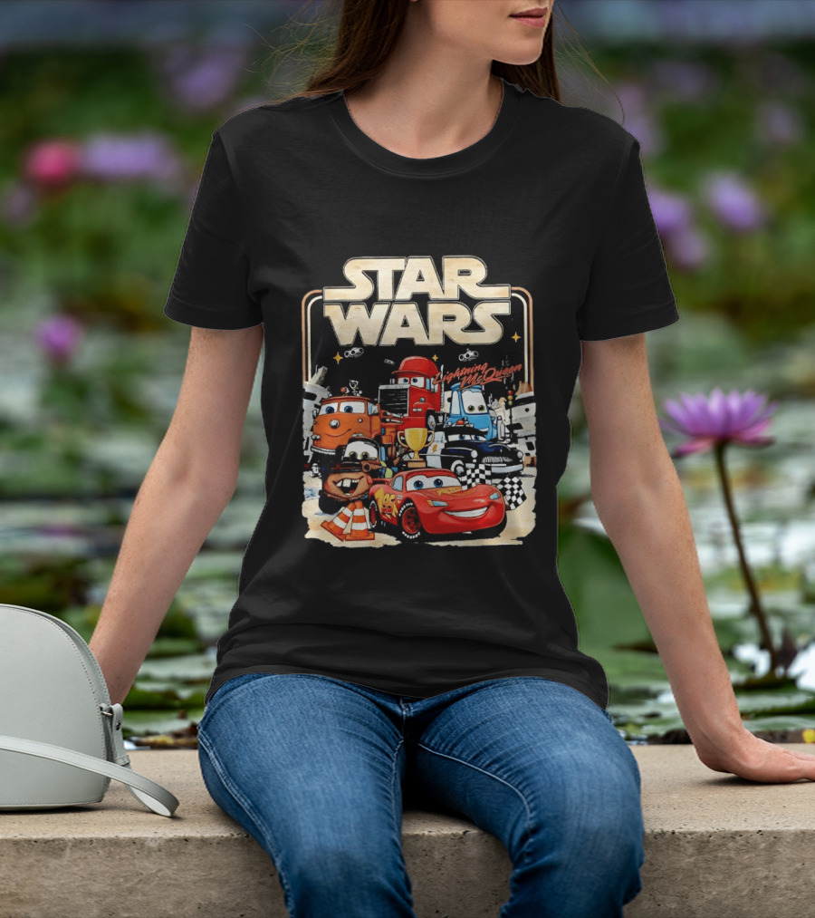 STAR WARS Lightning McQueen Racing Adventure With Cars Characters T-Shirt