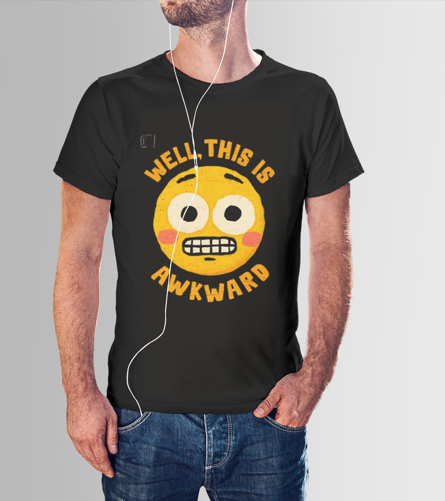 Well This Is Awkward Emoji Expression T-Shirt
