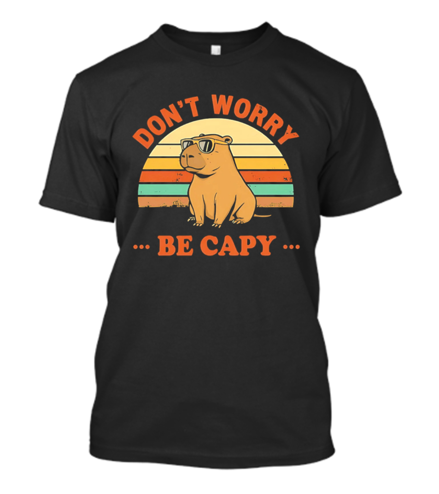 Don't Worry Be Capy Retro Capybara Sunglasses T-Shirt