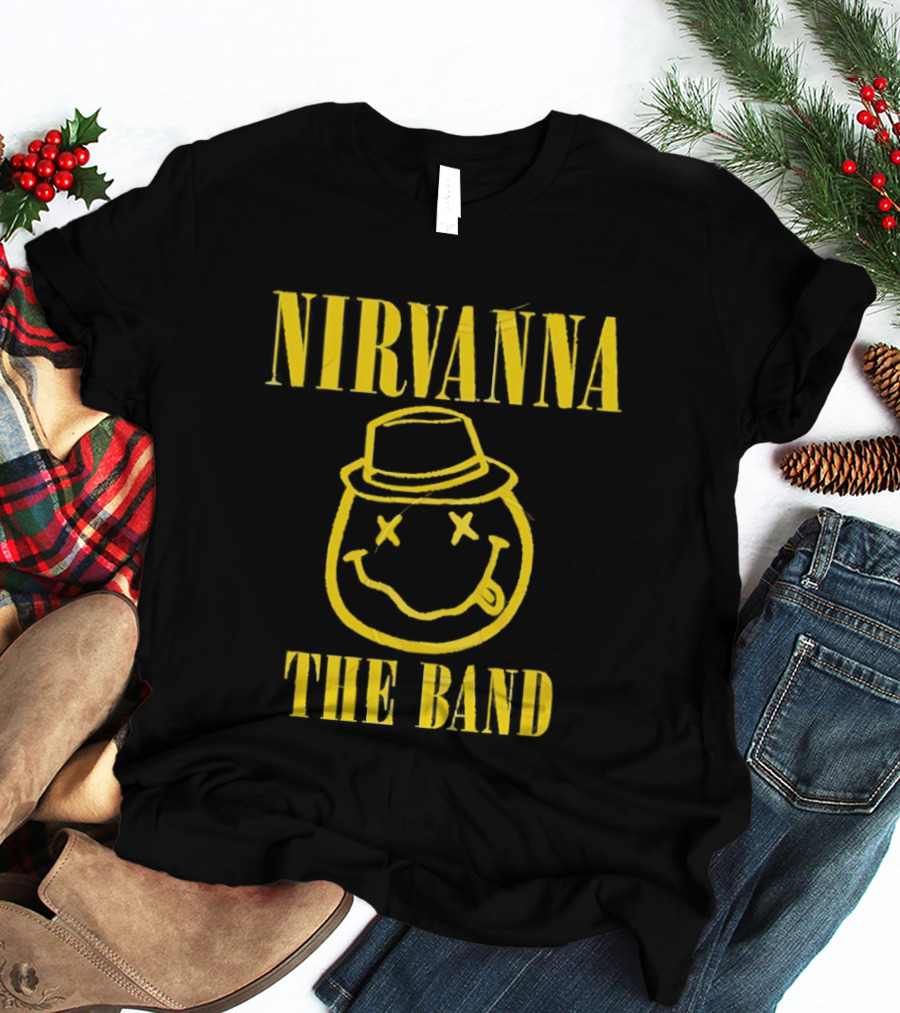 Nirvana Smiley Face Hat Logo The Band T-Shirt