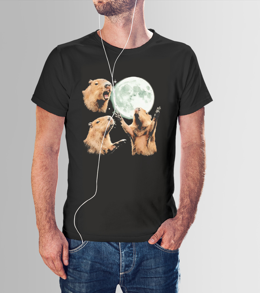 Capybara Howling At Full Moon Tranquility T-Shirt