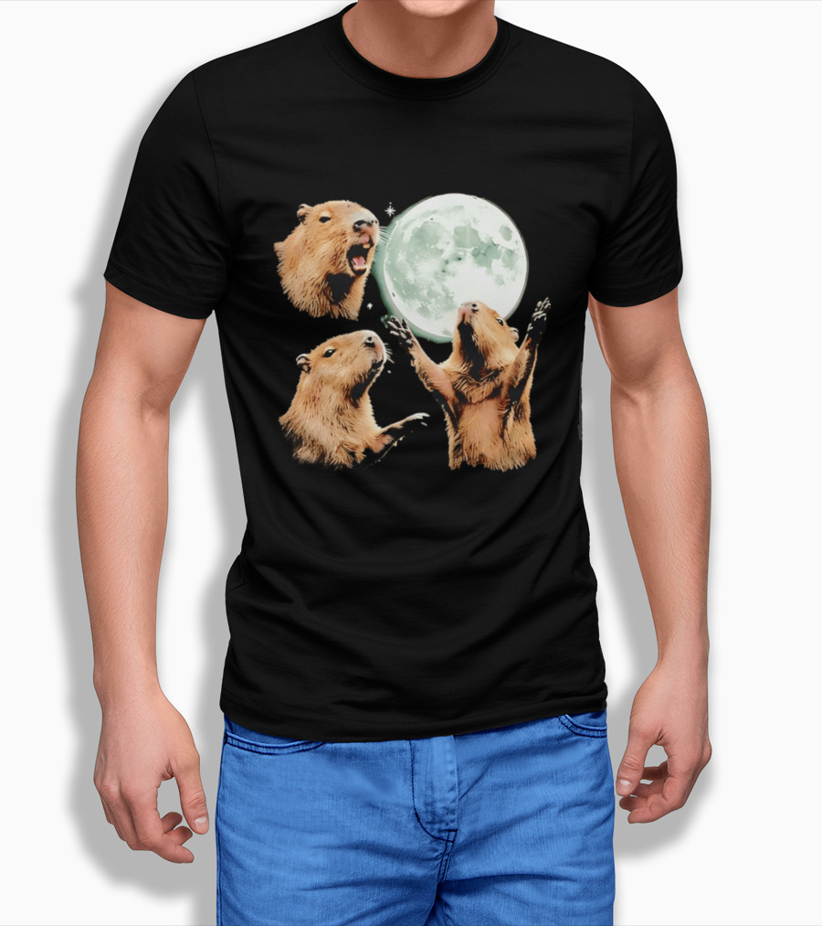 Capybara Howling At Full Moon Tranquility T-Shirt