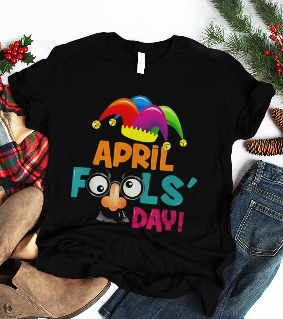 April Fools' Day Jester Hat Nose Glasses T-Shirt