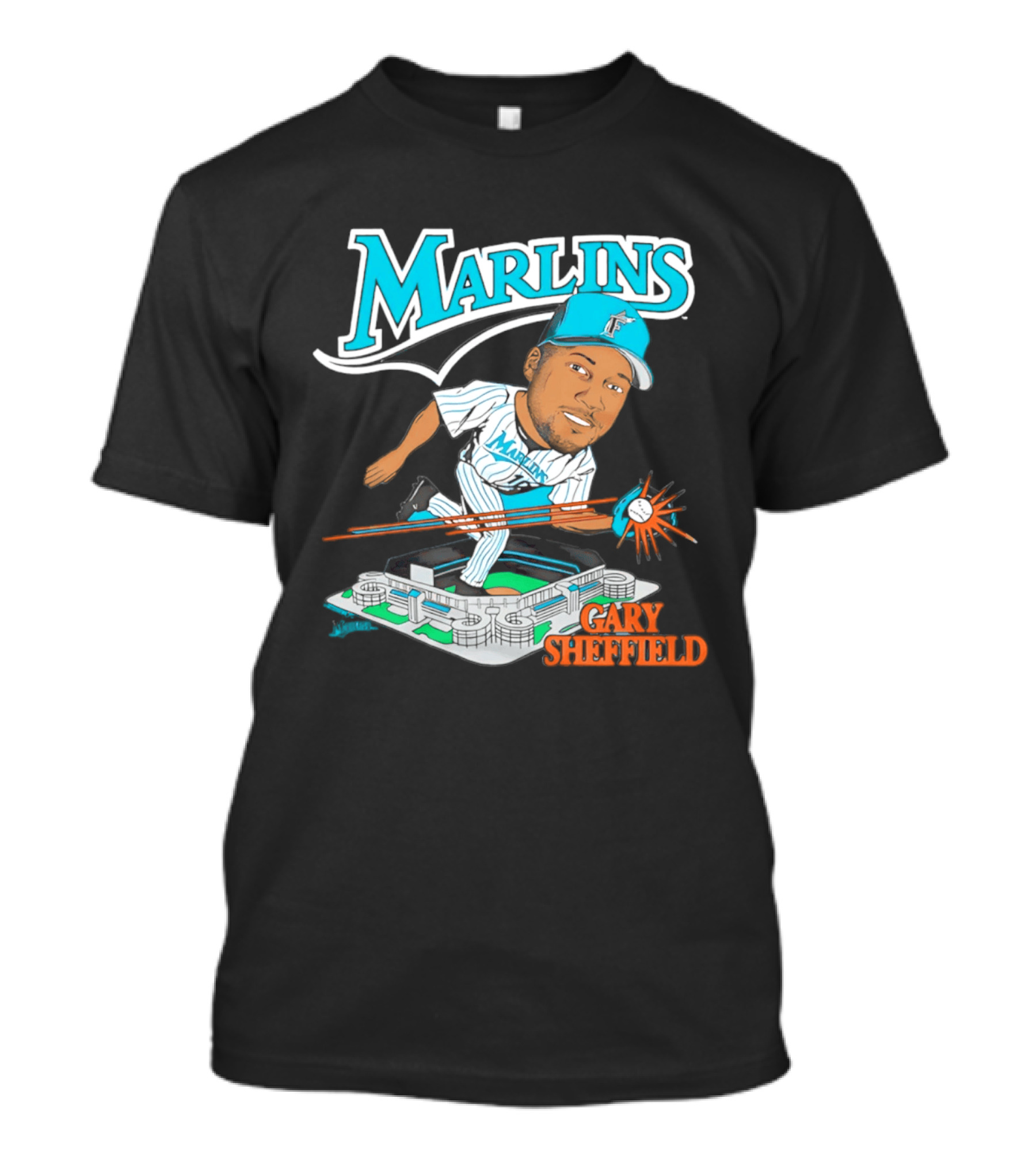 Florida Marlins Gary Sheffield Caricature Baseball MLB Player T-Shirt
