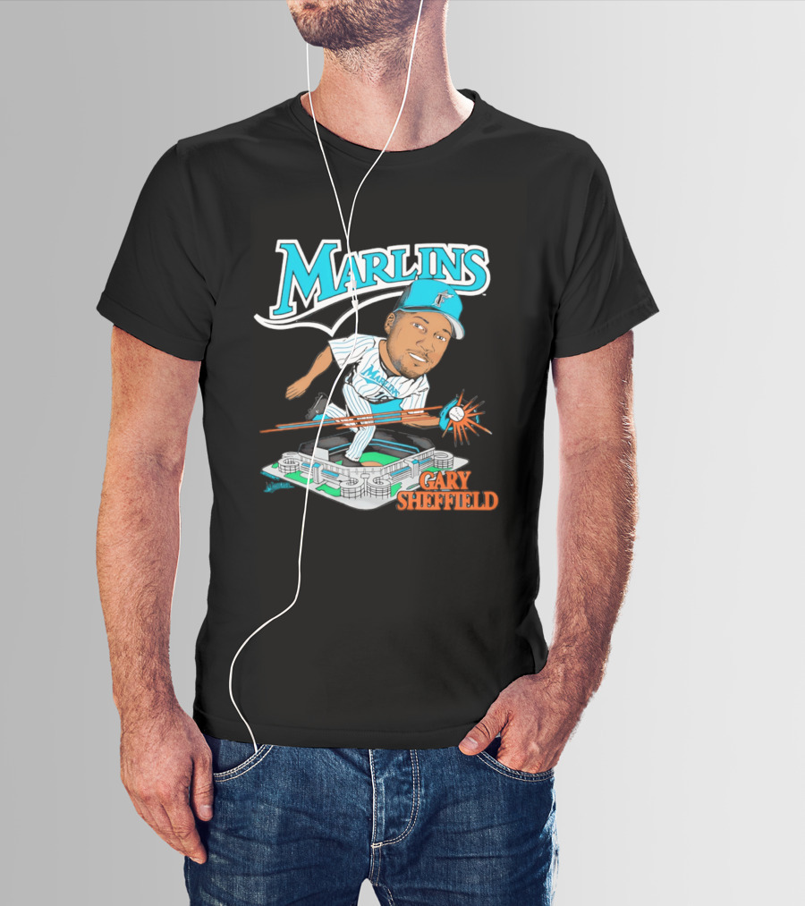 Florida Marlins Gary Sheffield Caricature Baseball MLB Player T-Shirt