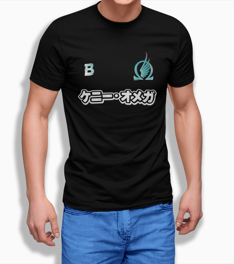 Kenny Omega B Winged Omega Blue Kanji T-Shirt