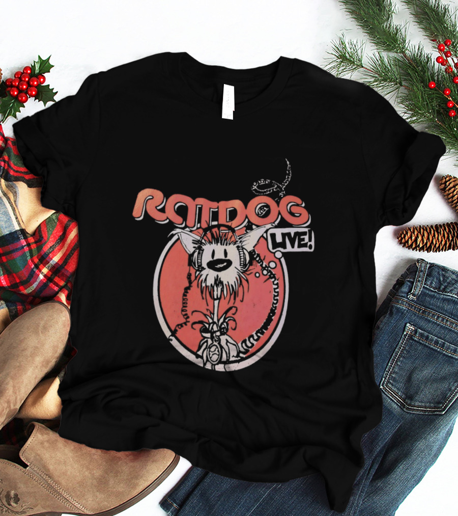 Ratdog Live Cartoon Character With Headphones And Tail T-Shirt