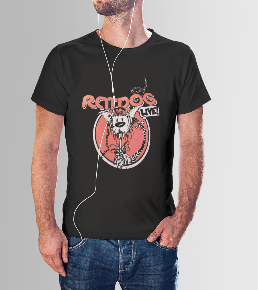 Ratdog Live Cartoon Character With Headphones And Tail T-Shirt
