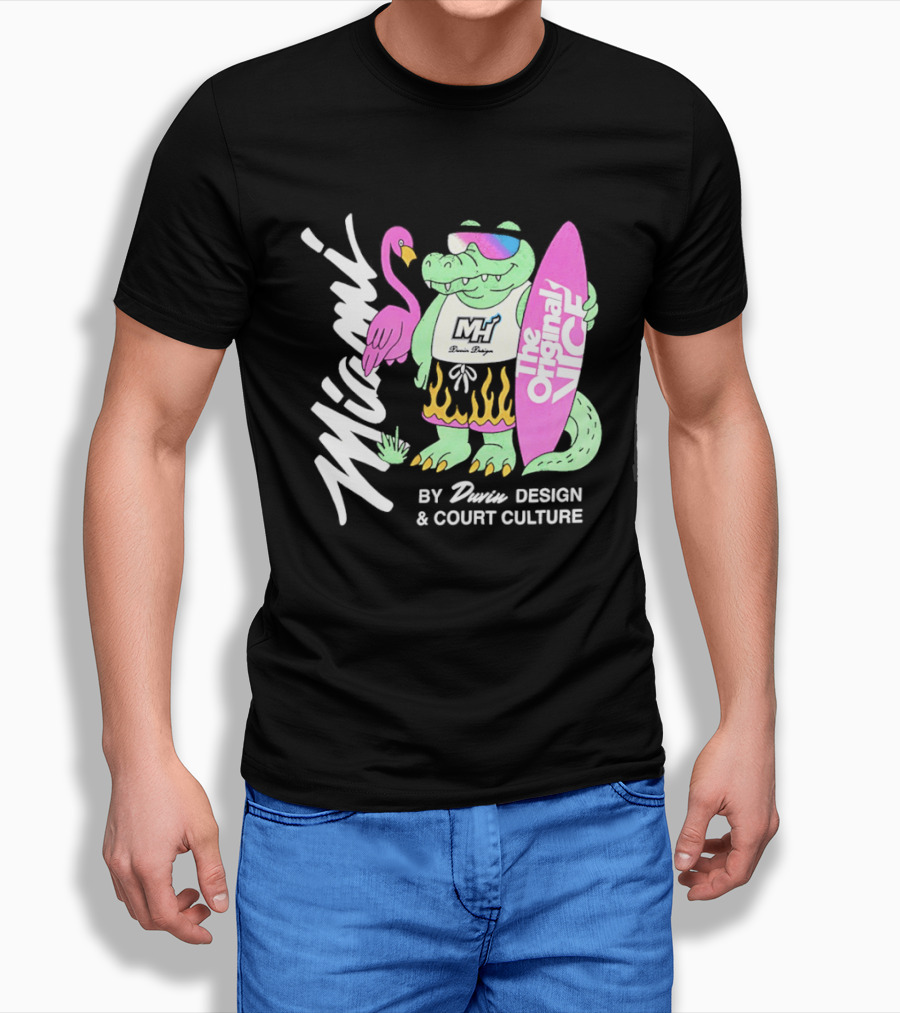 Miami Gator Flamingo Vibe The Original Vice By Dunin Court Culture T-Shirt