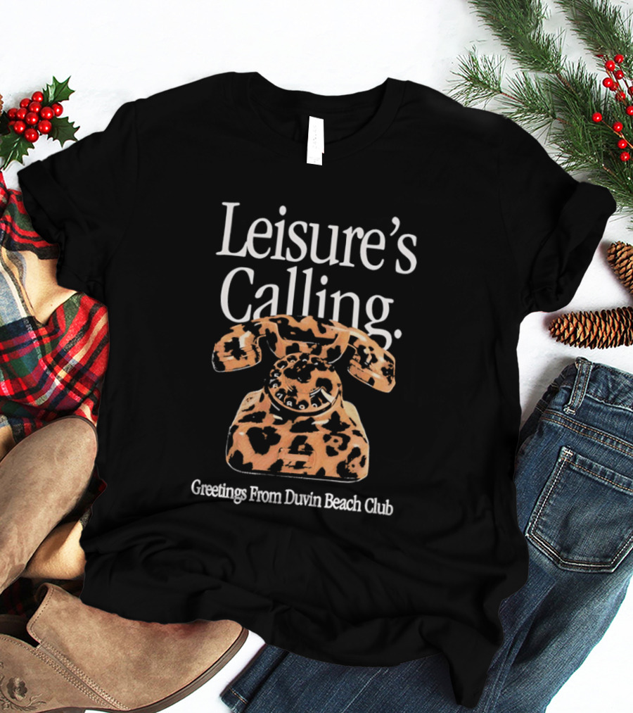 Greetings From Duvin Beach Club Leisure's Calling Retro Telephone T-Shirt