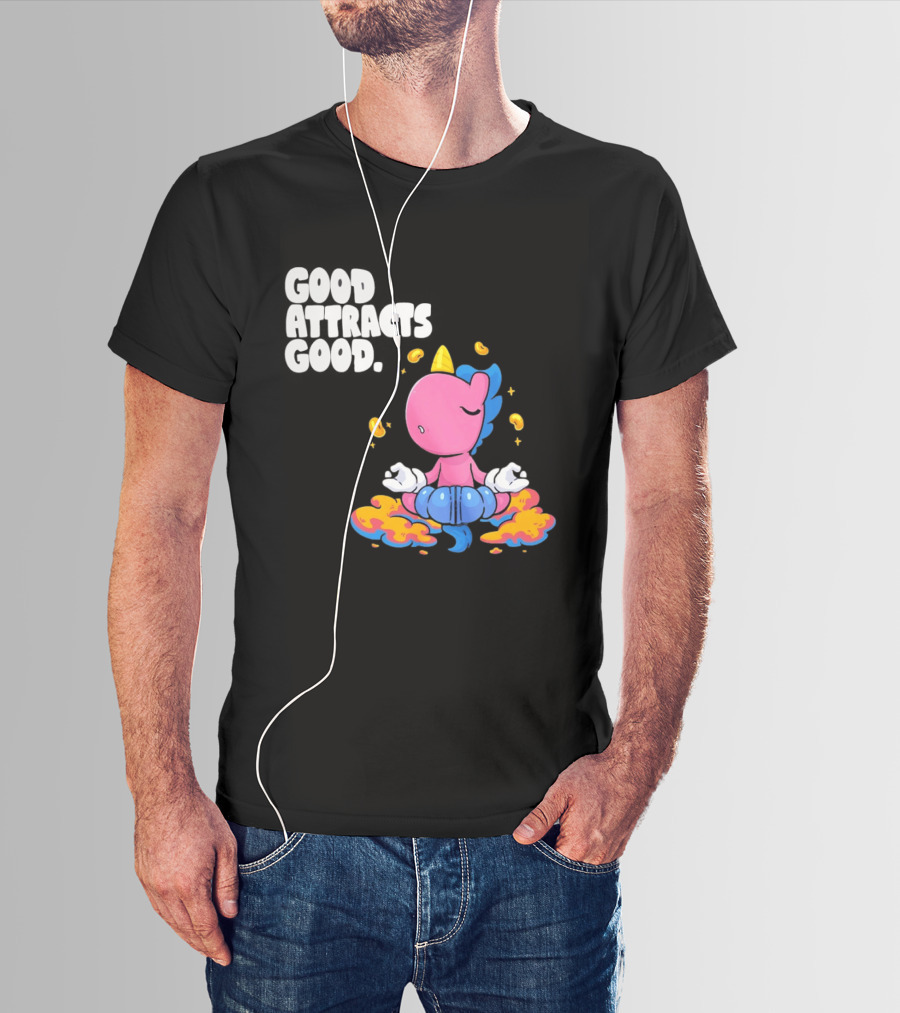 Good Attracts Good Unicorn Cartoon Meditation Coins T-Shirt