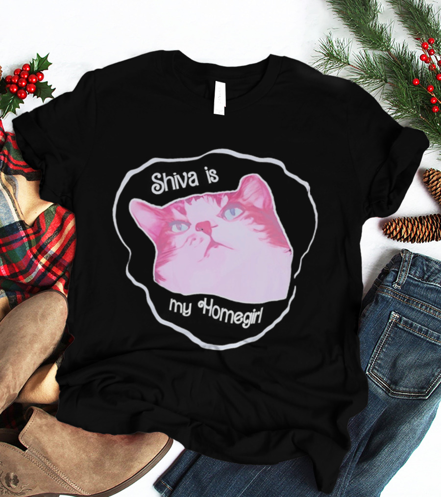 Shiva Is My Homegirl Pink Cat Face T-Shirt
