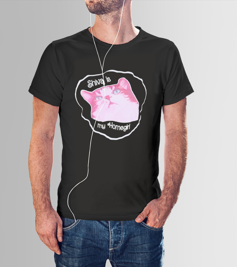 Shiva Is My Homegirl Pink Cat Face T-Shirt