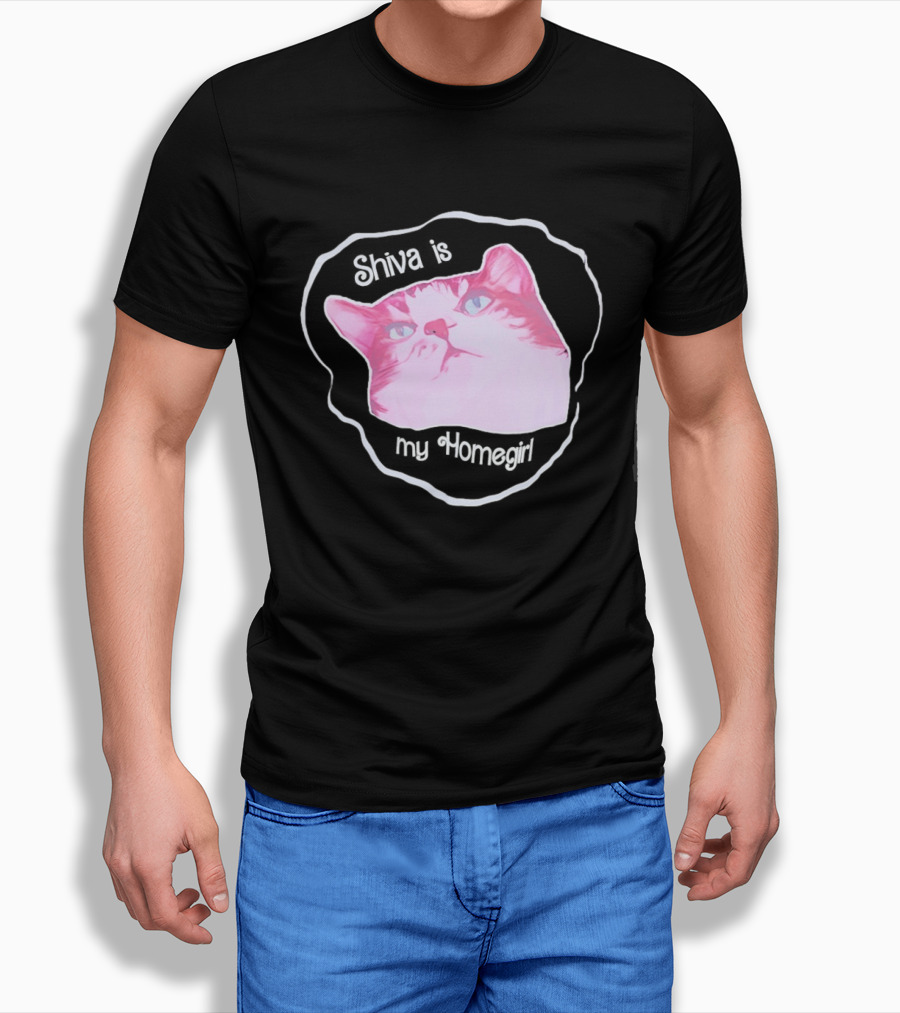Shiva Is My Homegirl Pink Cat Face T-Shirt