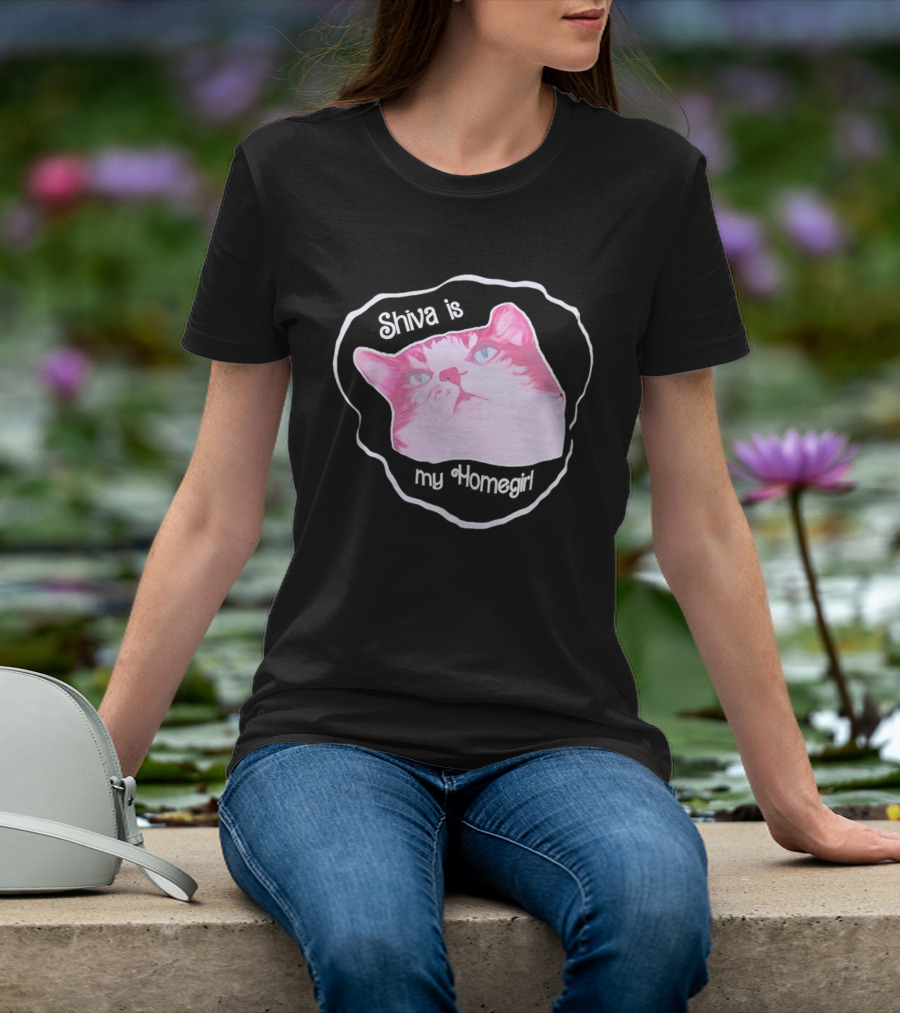 Shiva Is My Homegirl Pink Cat Face T-Shirt