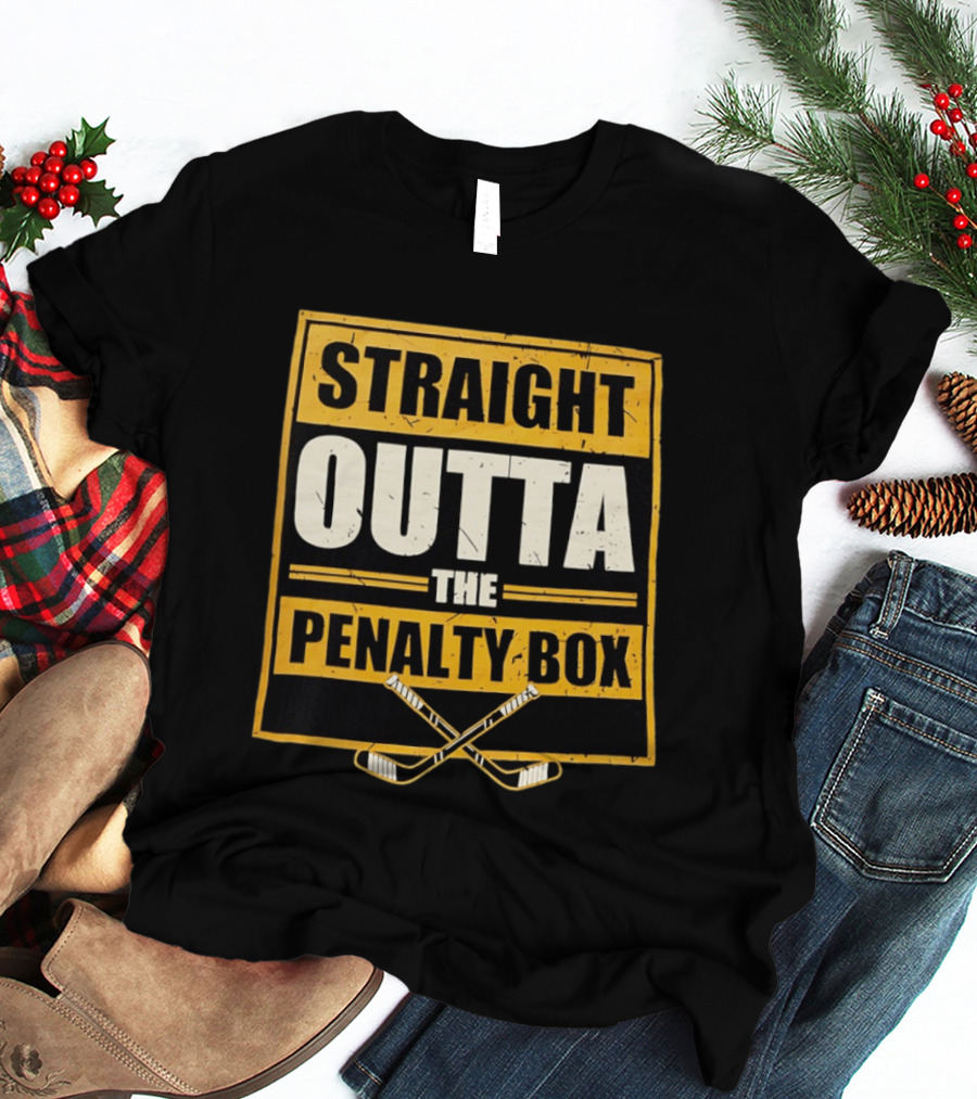 Straight Outta The Penalty Box Hockey Crossed Sticks T-Shirt