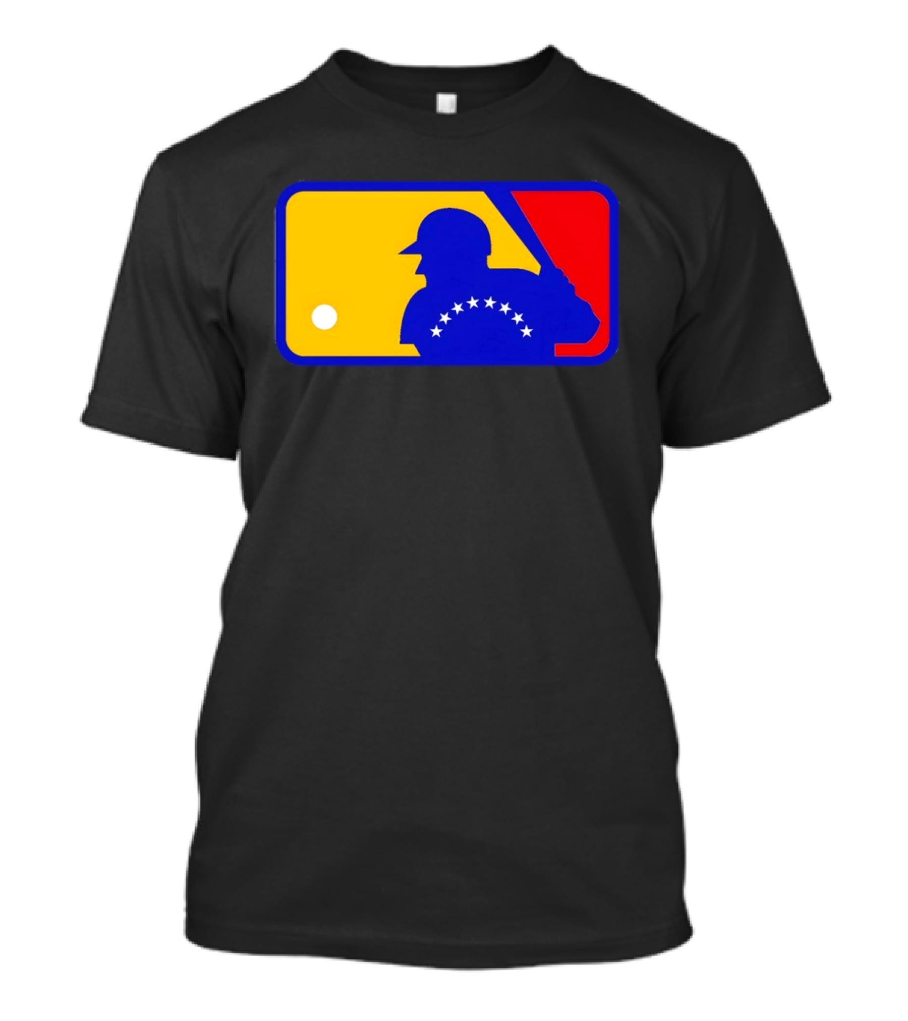 Venezuelan Baseball Player Silhouette With MLB Colors And Stars T-Shirt