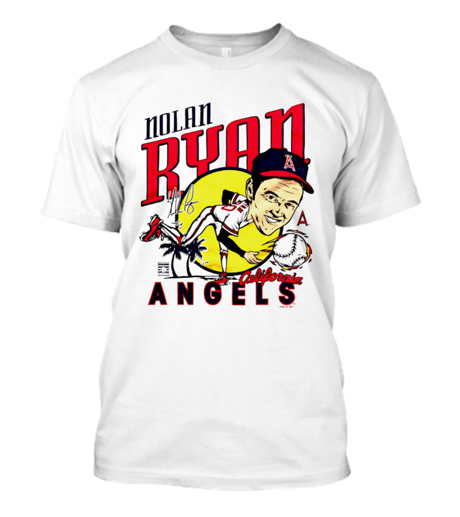 Nolan Ryan California Angels Caricature T-Shirt