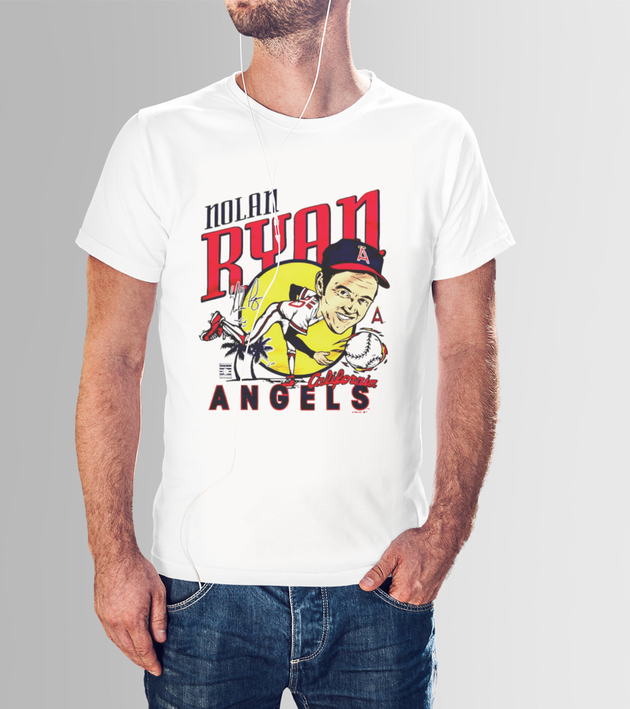 Nolan Ryan California Angels Caricature T-Shirt
