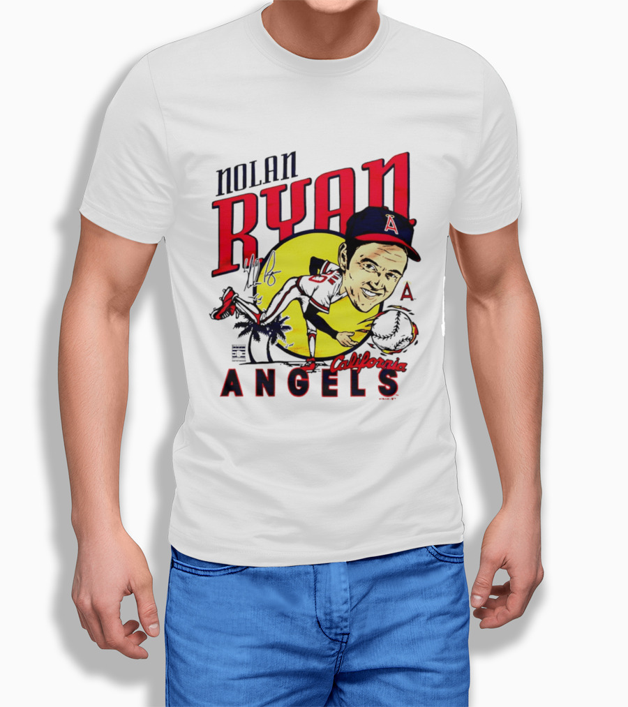 Nolan Ryan California Angels Caricature T-Shirt
