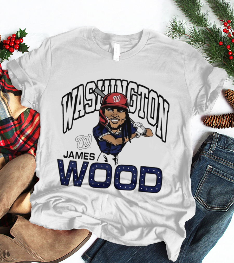 Washington Nationals James Wood MLB Baseball Caricature T-Shirt