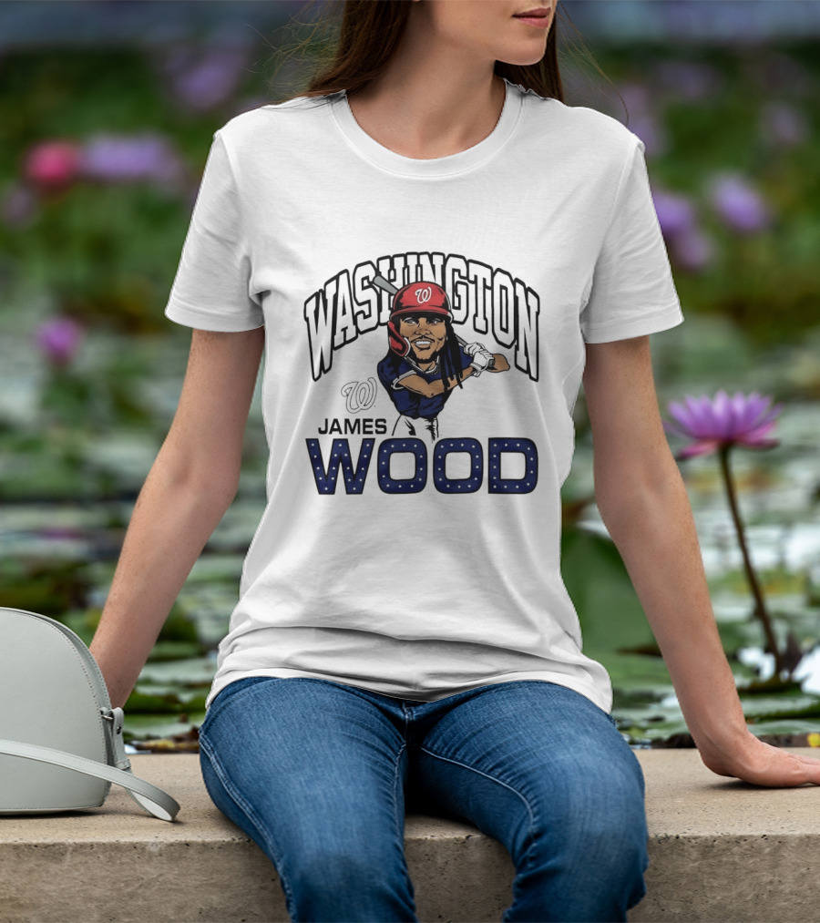 Washington Nationals James Wood MLB Baseball Caricature T-Shirt