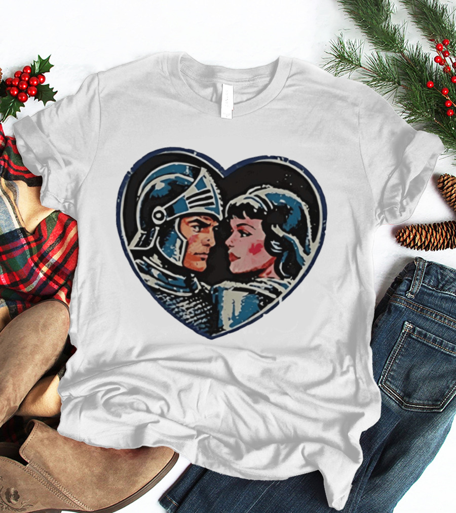 Couple Knight Medieval Dark Fantasy Heart Shape T-Shirt