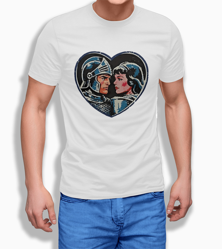 Couple Knight Medieval Dark Fantasy Heart Shape T-Shirt