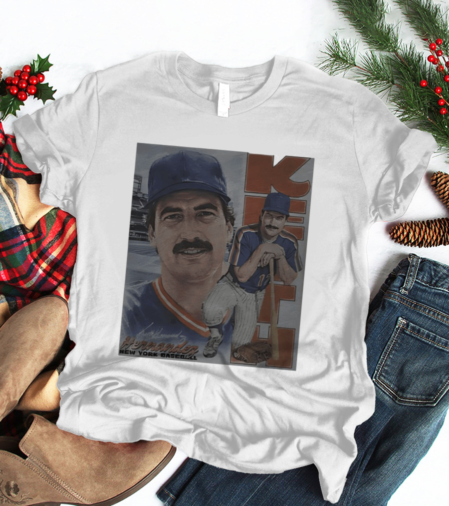 Keith Hernandez New York Baseball Mets Player Portrait With Bat T-Shirt