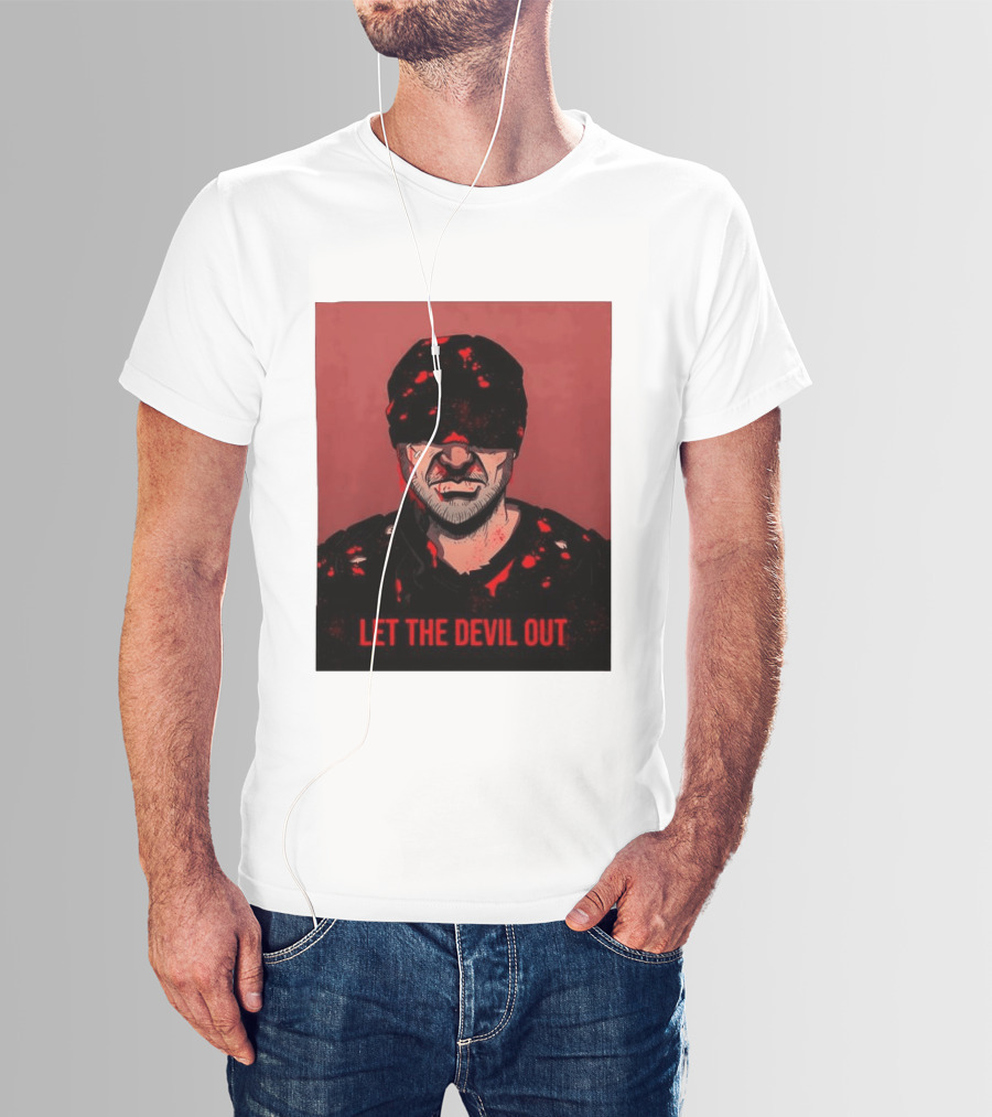 Daredevil Let The Devil Out Blindfolded Hero T-Shirt