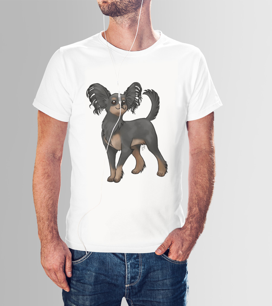 Russian Toy Dog Long Hair Black And Tan T-Shirt