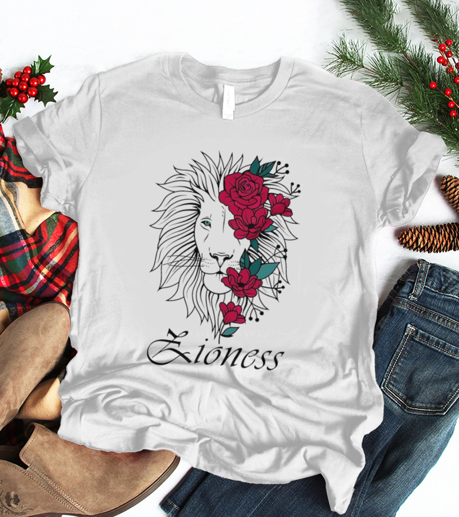 Lion Head Rose Lioness Zioness T-Shirt