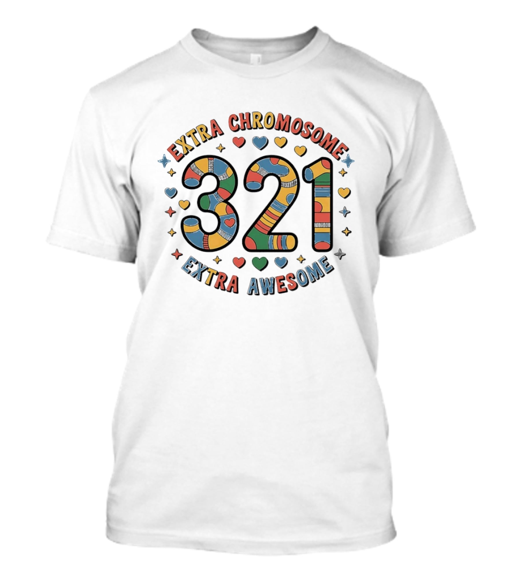 Extra Chromosome 321 Extra Awesome Colorful Socks And Hearts T-Shirt