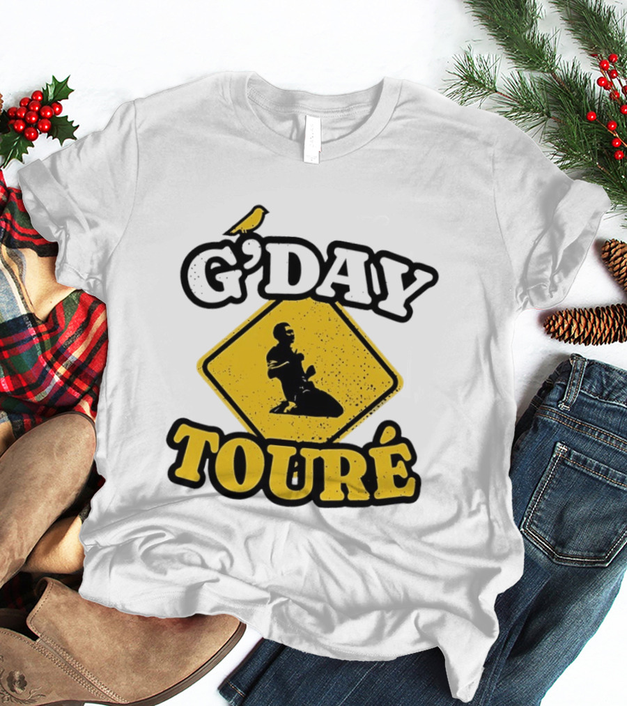 G'Day Toure Yellow Sign Kneeling Silhouette Bird T-Shirt