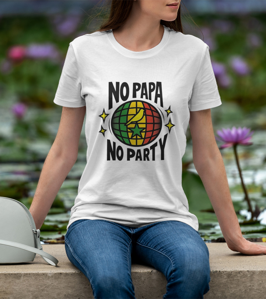 No Papa No Party Bird Star Globe Jamaican T-Shirt