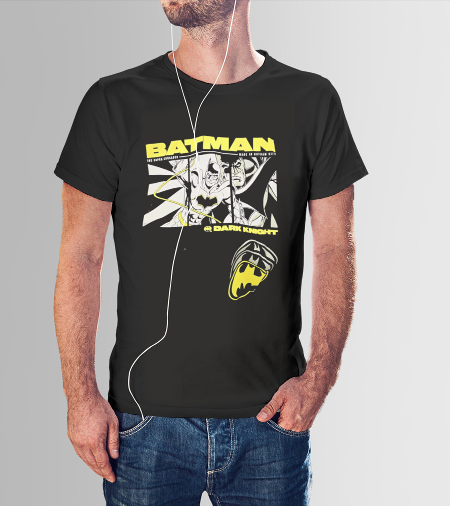 Batman Dark Knight Yellow Caped Crusader Montage T-Shirt