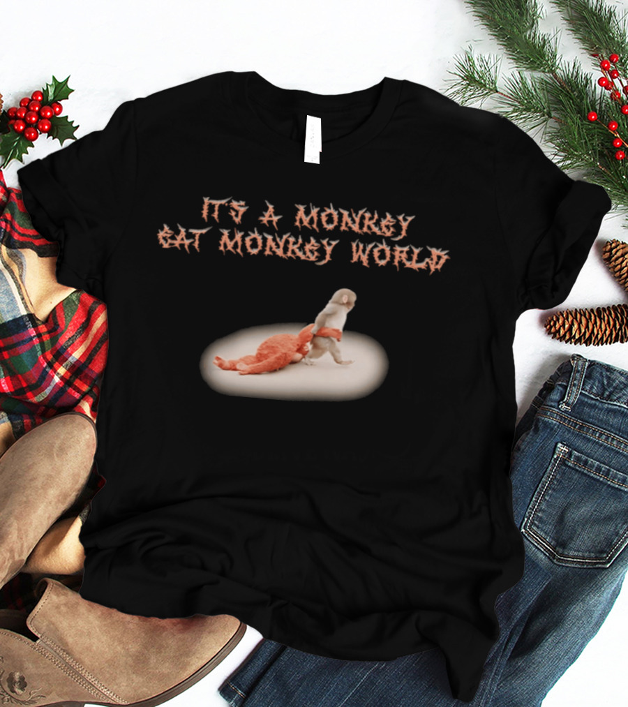 It's A Monkey Eat Monkey World Orange Plush Toy T-Shirt