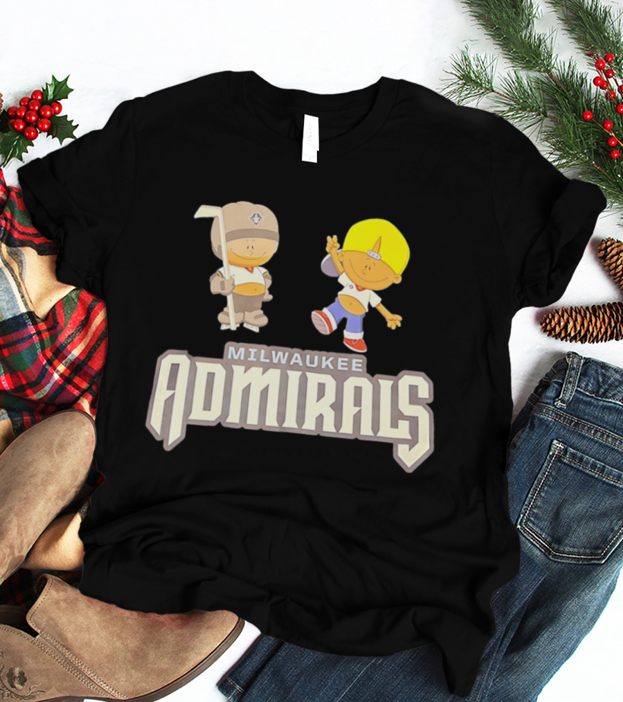 Milwaukee Admirals Cartoon Characters Hockey Kids T-Shirt
