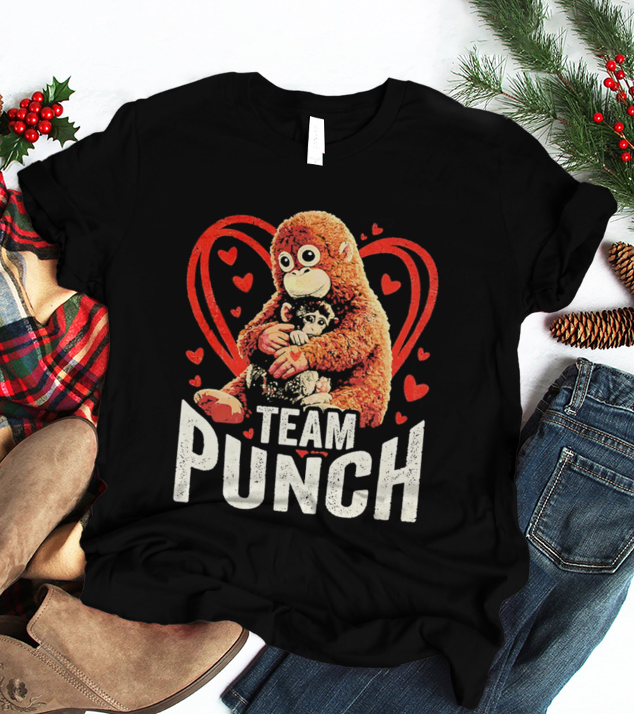 Team Punch Monkey Heart Loving Hug T-Shirt