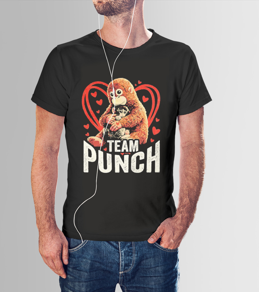 Team Punch Monkey Heart Loving Hug T-Shirt