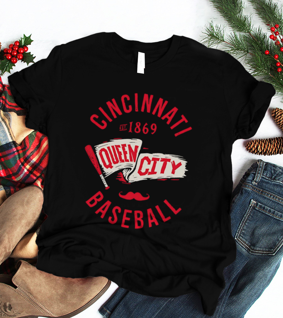 Cincinnati Queen City Baseball Est. 1869 Grunge Pennant T-Shirt