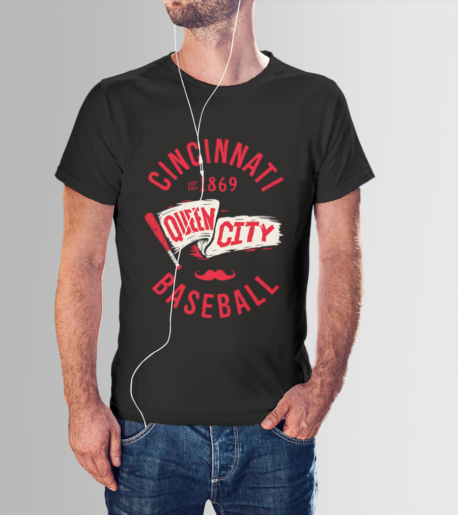 Cincinnati Queen City Baseball Est. 1869 Grunge Pennant T-Shirt